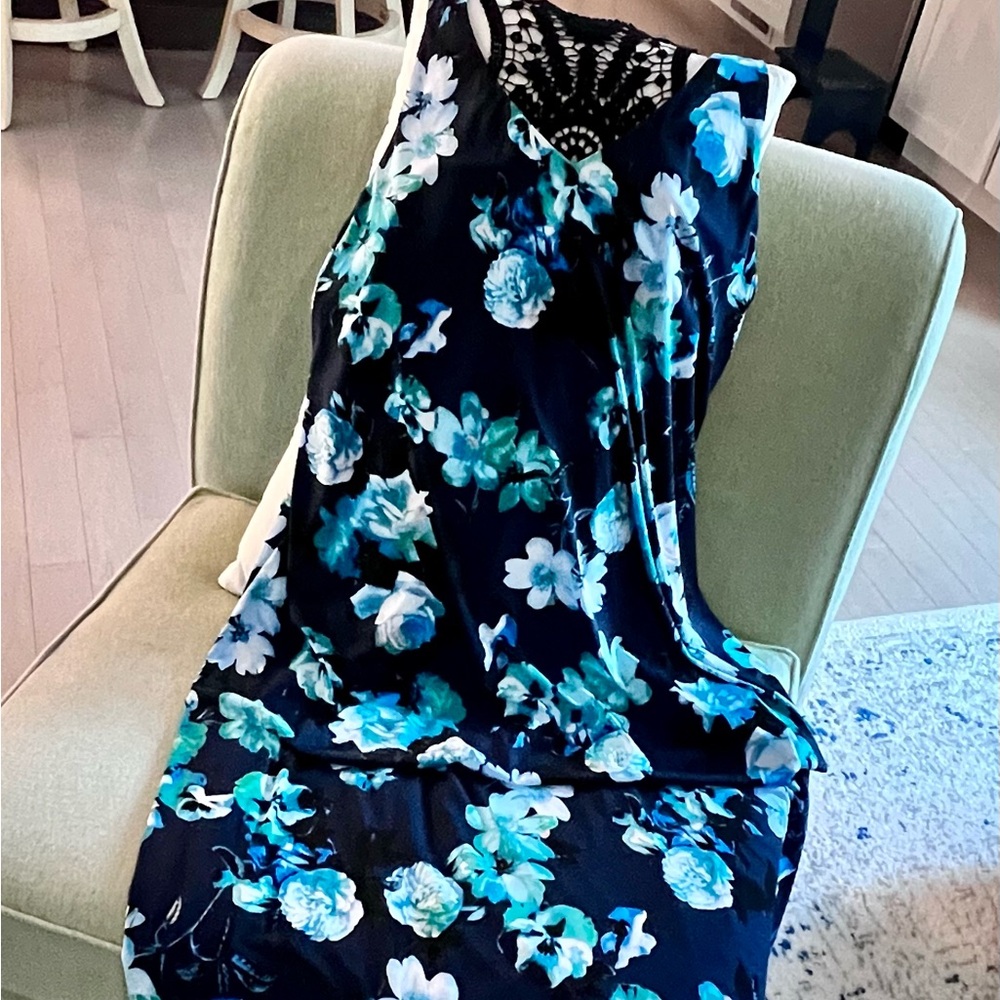 Lane Bryant Black Maxi Dress with Blue & Teal Floral Print - Picture 2 of 5